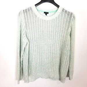 Talbots Women Plus Open Knit Crochet Pullover Sweater Sz 3X Light Green